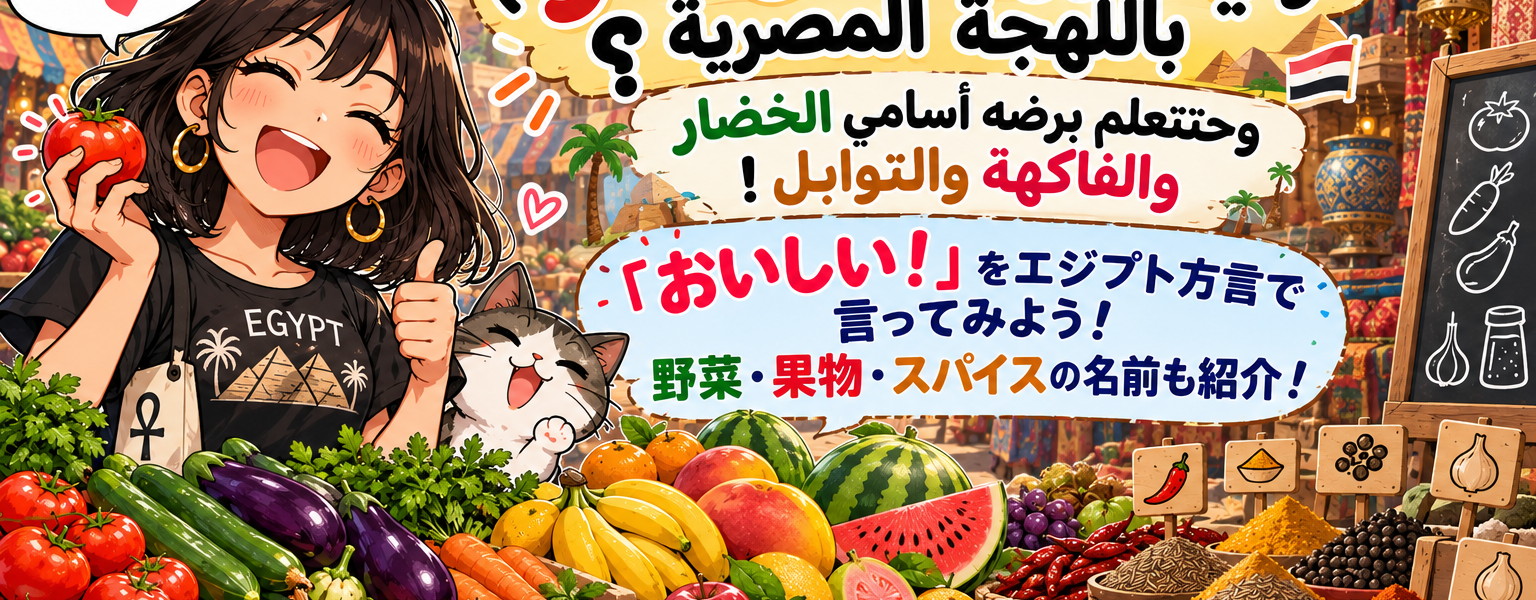 أزاي تقول ( الأكل حلو) باللهجة المصرية؟ و حتتعلم برضه أسامي الخضار و الفاكهه والتوابل!